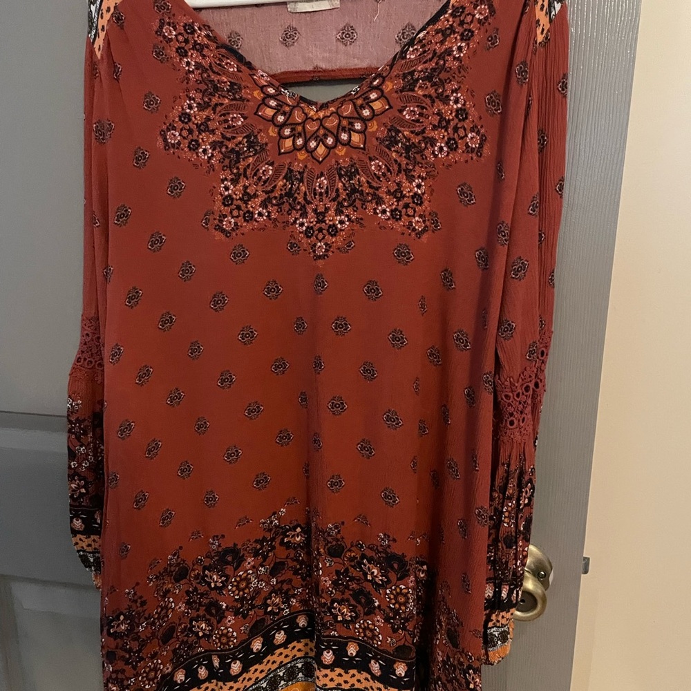 Alter’d state orange print long sleeve dress